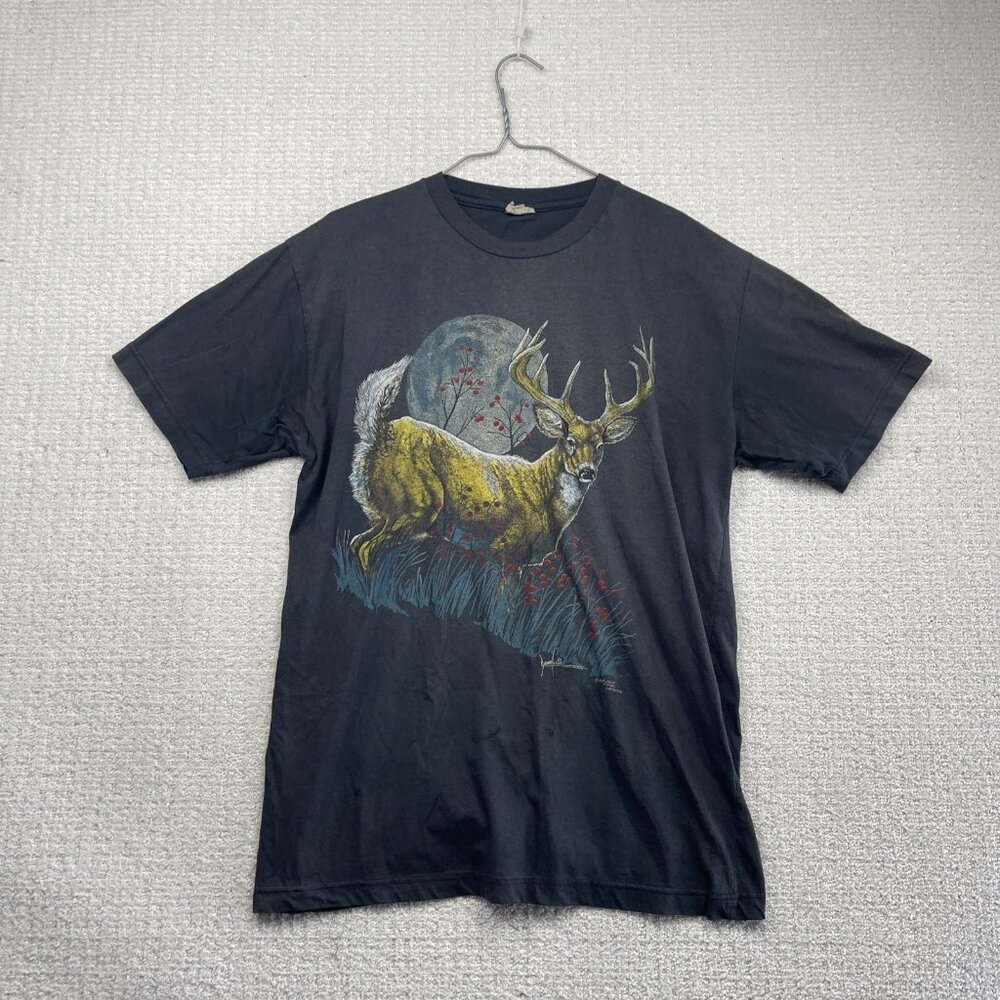VTG Harlequin Animal Shirt Wildlife Moon Deer Graphic Tee 1990s Size XL Canada